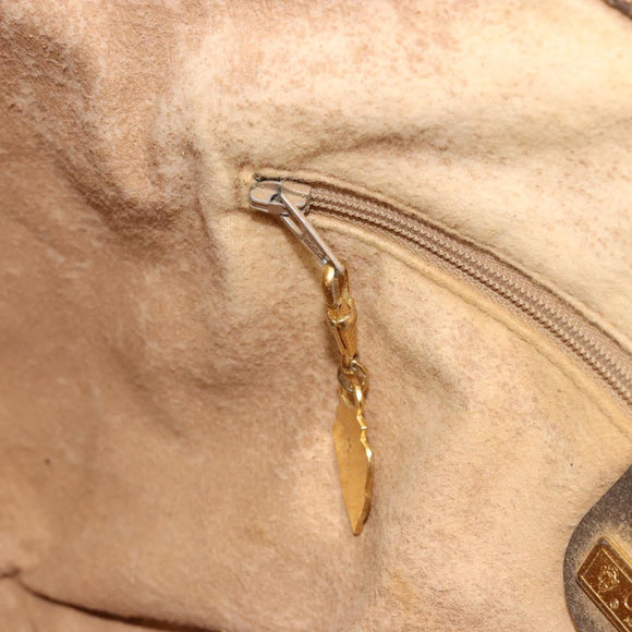 GUCCI GG Supreme Schoudertas PVC Beige Goud Auth 149980