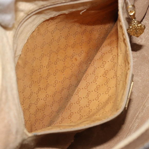 GUCCI GG Supreme Schoudertas PVC Beige Goud Auth 149980