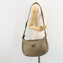 GUCCI GG Supreme Schoudertas PVC Beige Goud Auth 149980-28