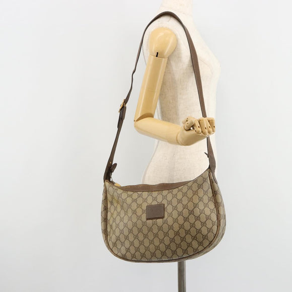 GUCCI GG Supreme Schoudertas PVC Beige Goud Auth 149980