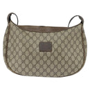 GUCCI GG Supreme Shoulder Bag PVC Beige Gold Auth 149980-13