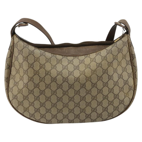 GUCCI GG Supreme Schoudertas PVC Beige Goud Auth 149980