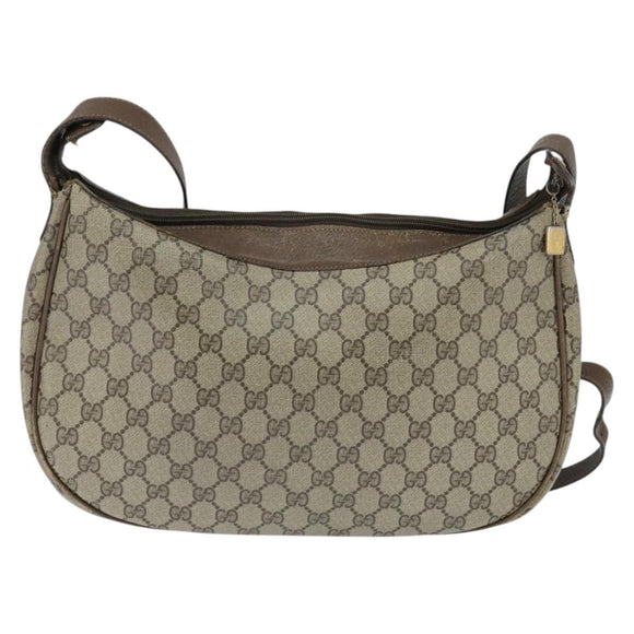 GUCCI GG Supreme Shoulder Bag PVC Beige Gold Auth 149980