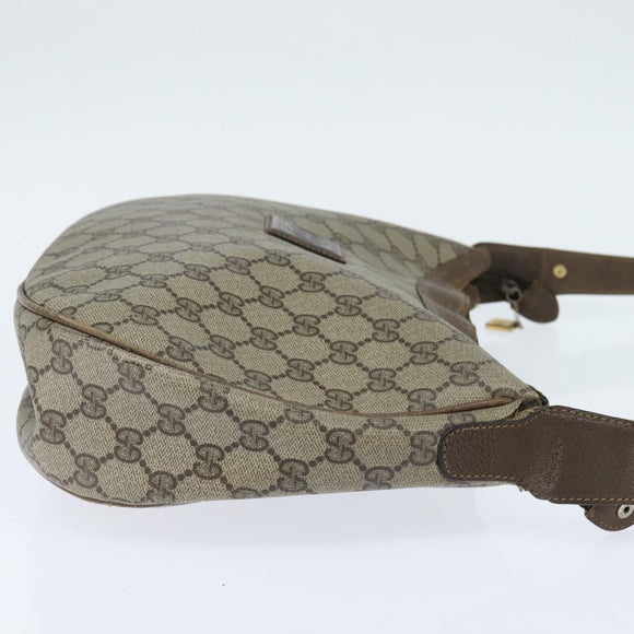 GUCCI GG Supreme Shoulder Bag PVC Beige Gold Auth 149980