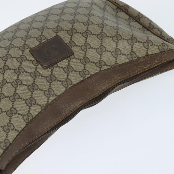 GUCCI GG Supreme Shoulder Bag PVC Beige Gold Auth 149980