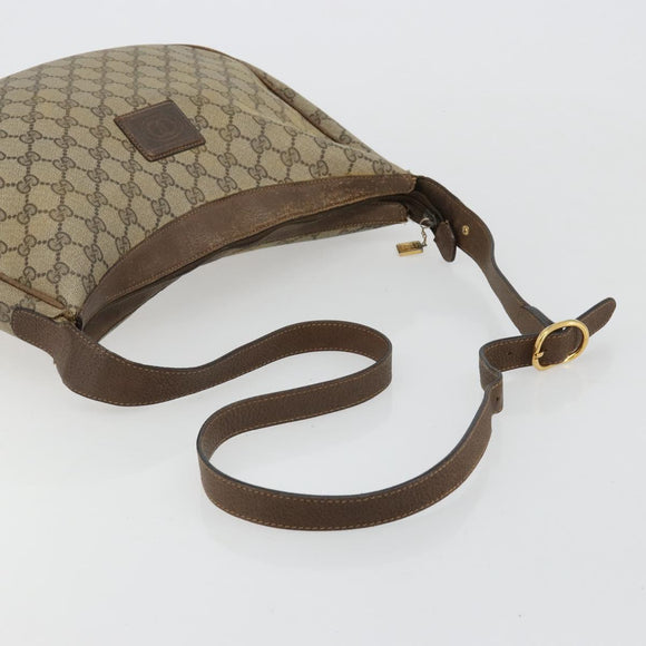 GUCCI GG Supreme Schoudertas PVC Beige Goud Auth 149980