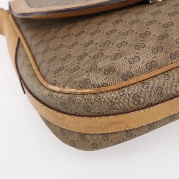 GUCCI Micro GG Supreme Shoulder Bag PVC Beige Gold Auth 149981