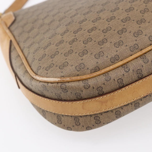 GUCCI Micro GG Supreme Shoulder Bag PVC Beige Gold Auth 149981