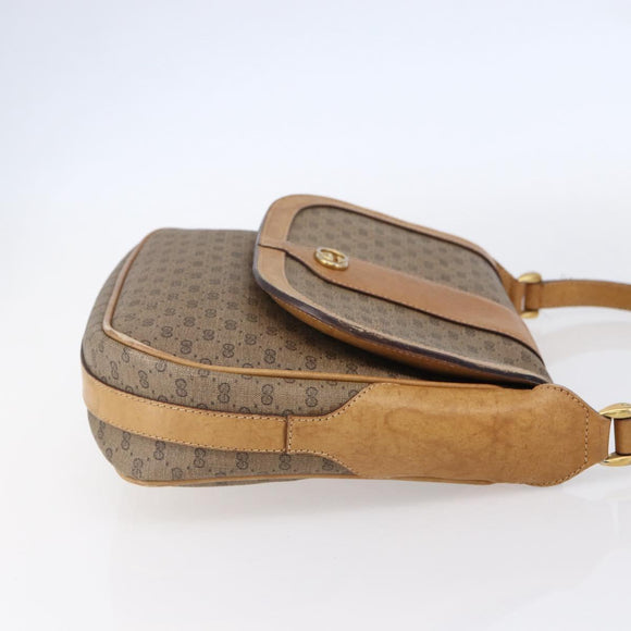 GUCCI Micro GG Supreme Shoulder Bag PVC Beige Gold Auth 149981