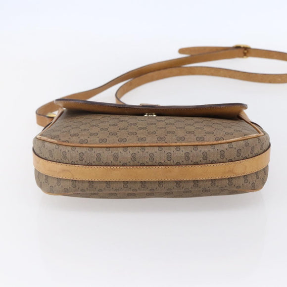 GUCCI Micro GG Supreme Shoulder Bag PVC Beige Gold Auth 149981