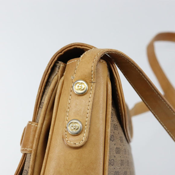 GUCCI Micro GG Supreme Shoulder Bag PVC Beige Gold Auth 149983