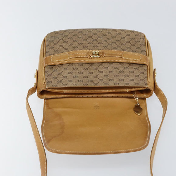 GUCCI Micro GG Supreme Shoulder Bag PVC Beige Gold Auth 149983