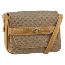 GUCCI Micro GG Supreme Shoulder Bag PVC Beige Gold Auth 149983