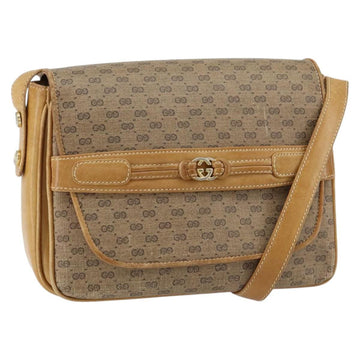 GUCCI Micro GG Supreme Shoulder Bag PVC Beige Gold Auth 149983