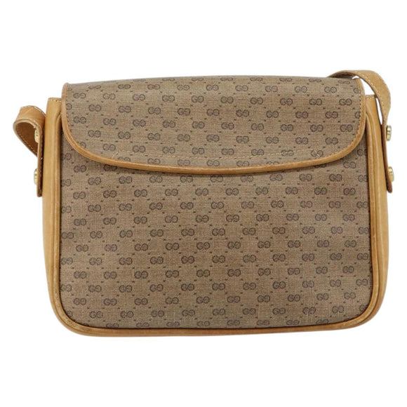 GUCCI Micro GG Supreme Shoulder Bag PVC Beige Gold Auth 149983
