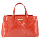 LOUIS VUITTON Vernis Bluebird Wilshire PM Bag Orenge Sunset M93644 Auth 149996-13