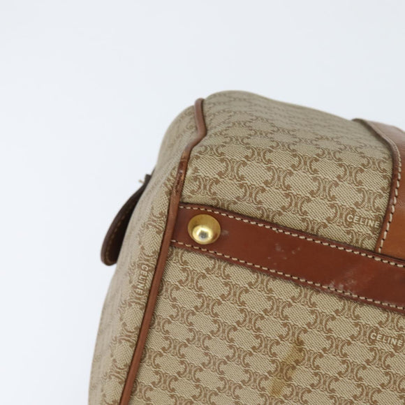 CELINE Macadam Canvas Boston Bag PVC Beige Gold Auth 149999