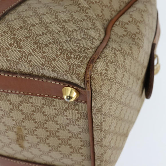 CELINE Macadam Canvas Boston Bag PVC Beige Gold Auth 149999