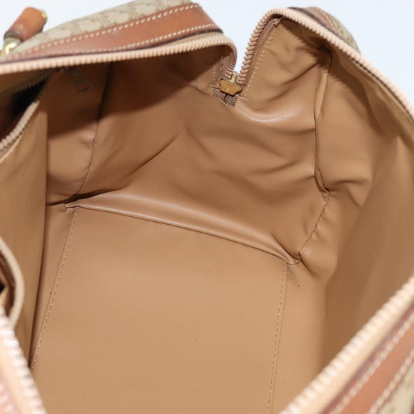 CELINE Macadam Canvas Boston Bag PVC Beige Gold Auth 149999