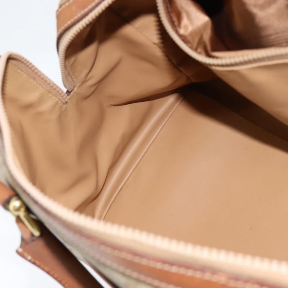 CELINE Macadam Canvas Boston Bag PVC Beige Gold Auth 149999