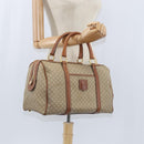 CELINE Macadam Canvas Boston Bag PVC Beige Gold Auth 149999-21