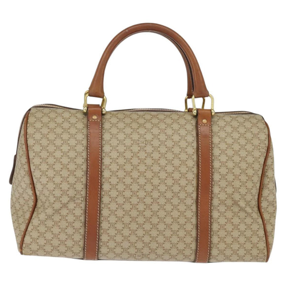 CELINE Macadam Canvas Boston Bag PVC Beige Gold Auth 149999