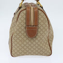 CELINE Macadam Canvas Boston Bag PVC Beige Gold Auth 149999-4