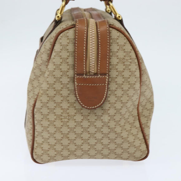 CELINE Macadam Canvas Boston Bag PVC Beige Gold Auth 149999