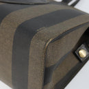 FENDI Pecan Canvas Hand Bag PVC Black Brown gold Auth 150002-9
