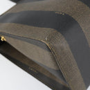 FENDI Pecan Canvas Hand Bag PVC Black Brown gold Auth 150002-14