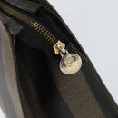 FENDI Pecan Canvas Hand Bag PVC Black Brown gold Auth 150002-10