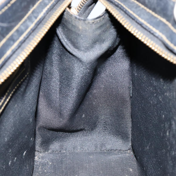 FENDI Pecan Canvas Hand Bag PVC Black Brown gold Auth 150002