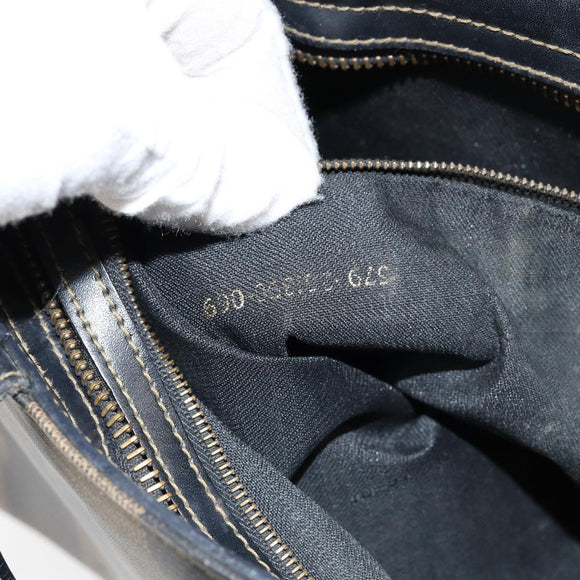 FENDI Pecan Canvas Hand Bag PVC Black Brown gold Auth 150002