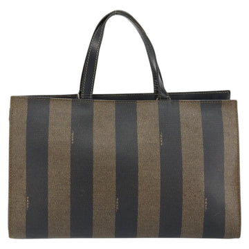 FENDI Pecan Canvas Hand Bag PVC Black Brown gold Auth 150002 - 0
