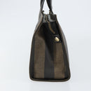 FENDI Pecan Canvas Hand Bag PVC Black Brown gold Auth 150002-3