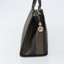 FENDI Pecan Canvas Hand Bag PVC Black Brown gold Auth 150002-4