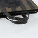 FENDI Pecan Canvas Hand Bag PVC Black Brown gold Auth 150002-7