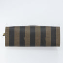 FENDI Pecan Canvas Hand Bag PVC Black Brown gold Auth 150002-5