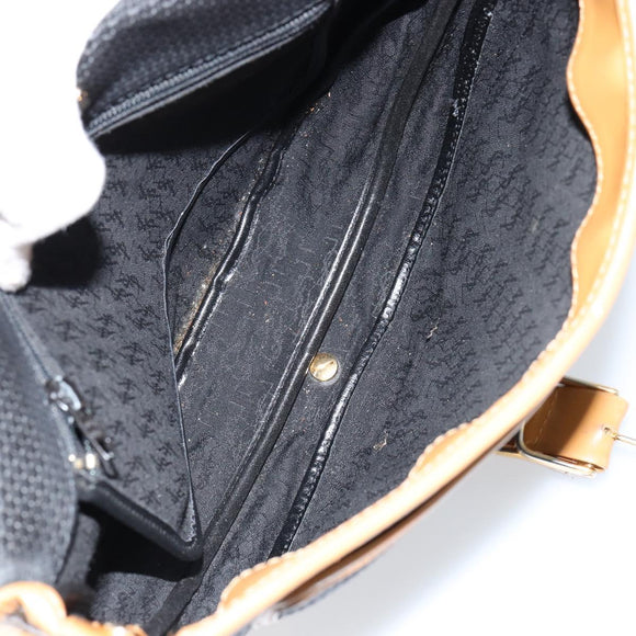 SAINT LAURENT Shoulder Bag PVC Leather Black Gold Auth 150003