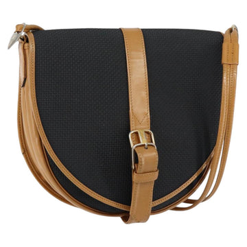 SAINT LAURENT Shoulder Bag PVC Leather Black Gold Auth 150003