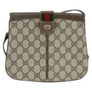 GUCCI GG Supreme Web Sherry Line Bag PVC Beige Gold 86 02 037 Auth 150020-13
