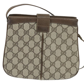 GUCCI GG Supreme Web Sherry Line Bag PVC Beige Gold 86 02 037 Auth 150020 - 0