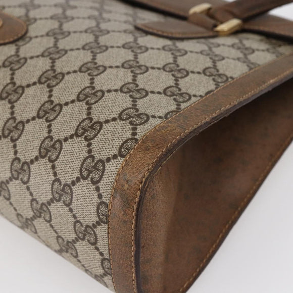 GUCCI GG Supreme Hand Bag PVC Beige Gold Auth 150024