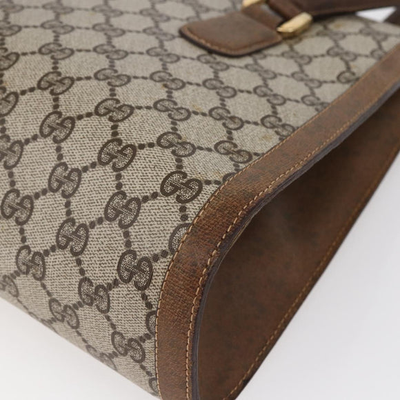 GUCCI GG Supreme Hand Bag PVC Beige Gold Auth 150024