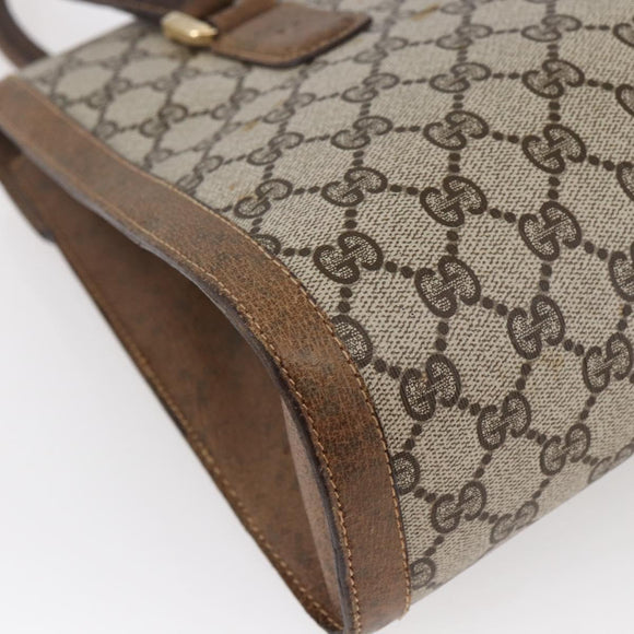GUCCI GG Supreme Hand Bag PVC Beige Gold Auth 150024