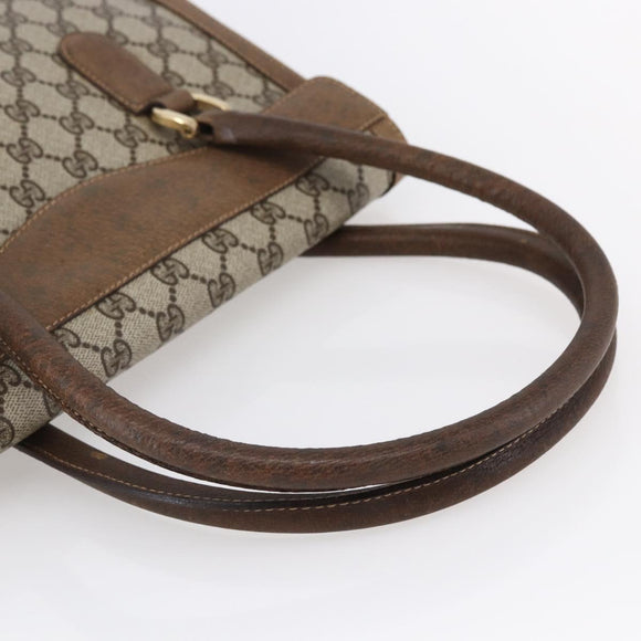 GUCCI GG Supreme Hand Bag PVC Beige Gold Auth 150024