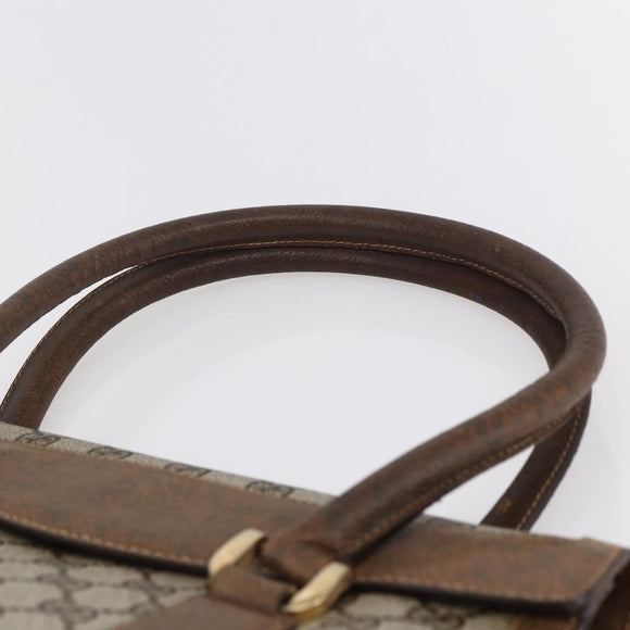 GUCCI GG Supreme Hand Bag PVC Beige Gold Auth 150024