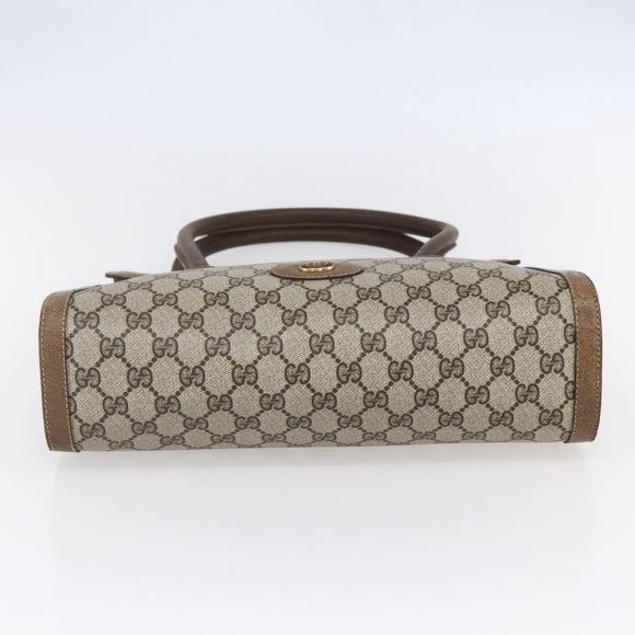 GUCCI GG Supreme Hand Bag PVC Beige Gold Auth 150024