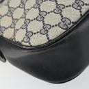 GUCCI GG Supreme Horsebit Shoulder Bag PVC Navy Gold Silver Auth 150026-14