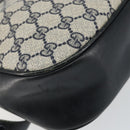 GUCCI GG Supreme Horsebit Shoulder Bag PVC Navy Gold Silver Auth 150026-16